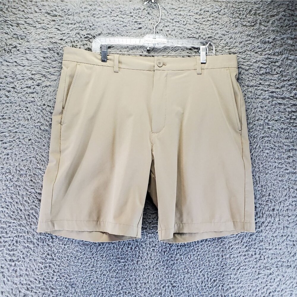 Vineyard Vines Shorts Mens 38 Tan Performance Polyester Spandex Flat Front